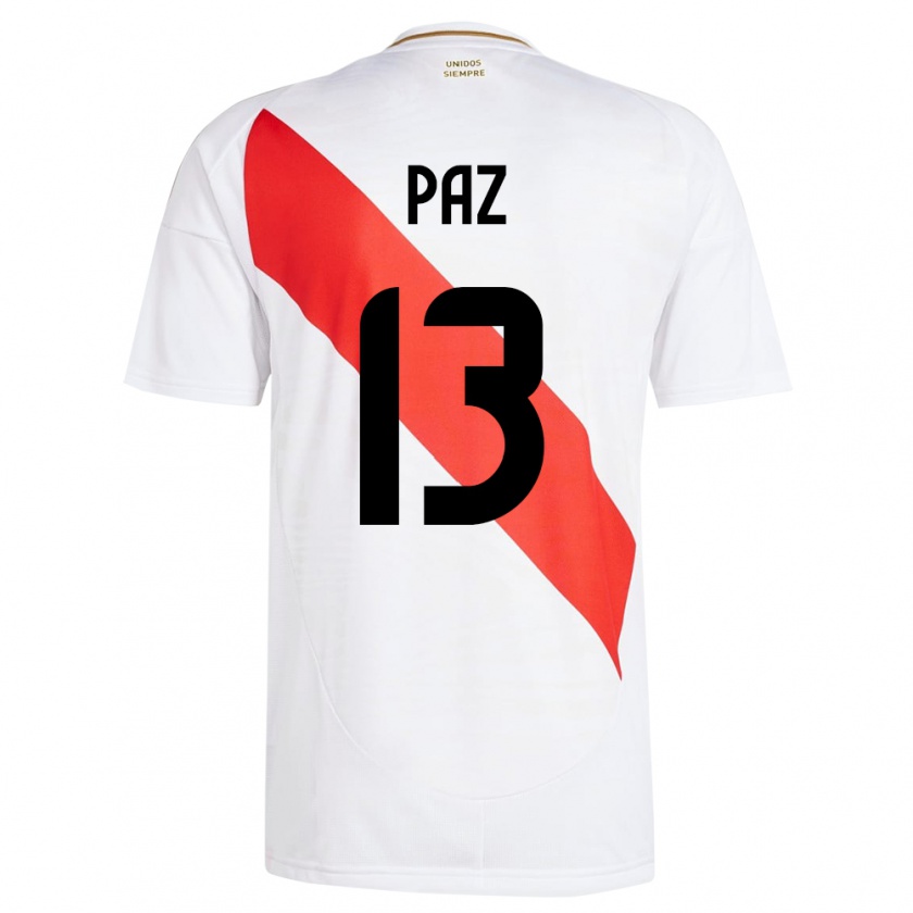 Kandiny Παιδικά Περού Braidy Antonio Paz Castillo #13 Άσπρο Εντός Φανέλα 24-26 T-Shirt