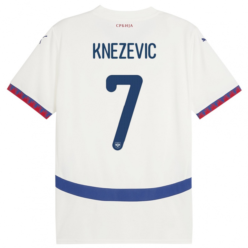 Kandiny Παιδικά Σερβία Nikola Knezevic #7 Άσπρο Εκτός Φανέλα 24-26 T-Shirt