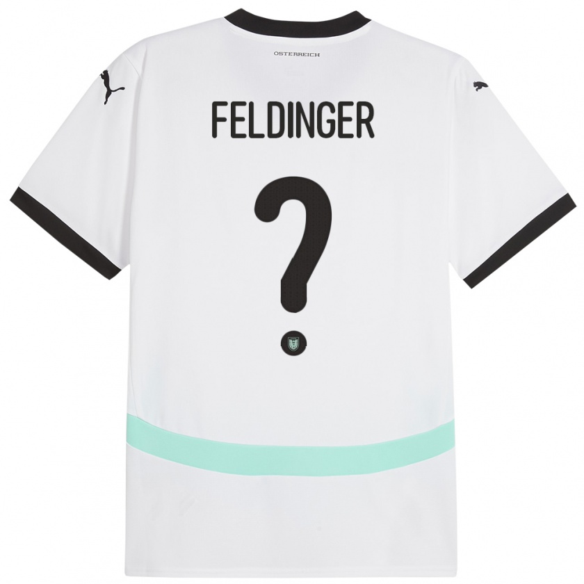 Kandiny Παιδικά Αυστρία Rafael Feldinger #0 Άσπρο Εκτός Φανέλα 24-26 T-Shirt