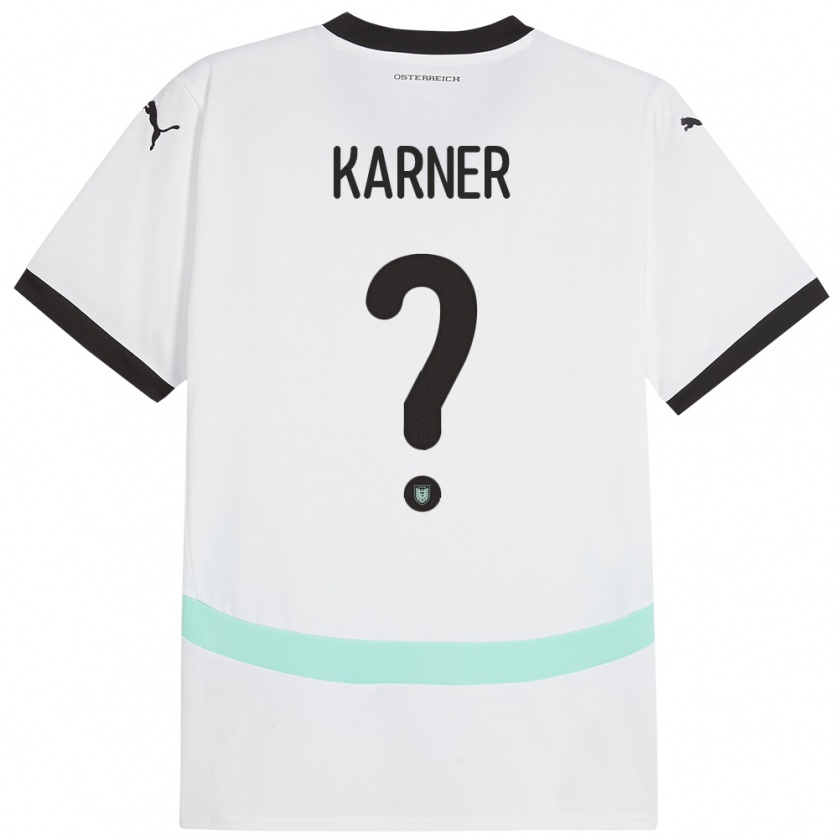 Kandiny Παιδικά Αυστρία Jan Karner #0 Άσπρο Εκτός Φανέλα 24-26 T-Shirt