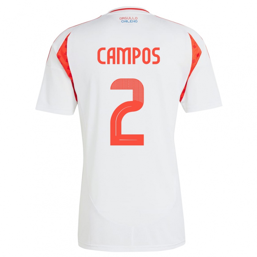 Kandiny Παιδικά Χιλή Víctor Campos #2 Άσπρο Εκτός Φανέλα 24-26 T-Shirt