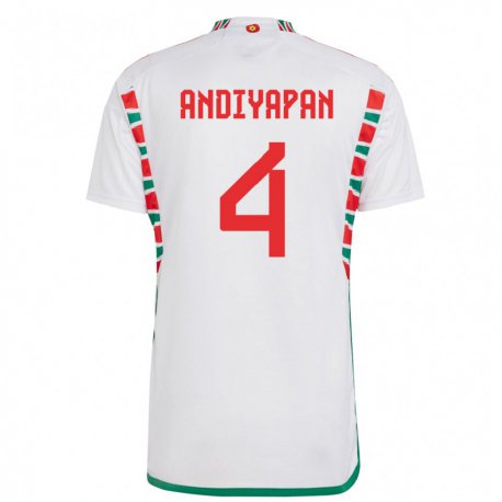 Kandiny Γυναίκα Ουαλία William Andiyapan #4 άσπρο Εκτός Φανέλα 22-24 T-Shirt