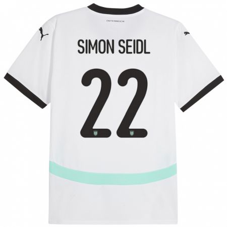 Kandiny Παιδικά Αυστρία Simon Seidl #22 Άσπρο Εκτός Φανέλα 24-26 T-Shirt