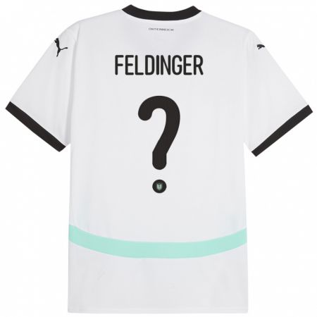 Kandiny Παιδικά Αυστρία Rafael Feldinger #0 Άσπρο Εκτός Φανέλα 24-26 T-Shirt