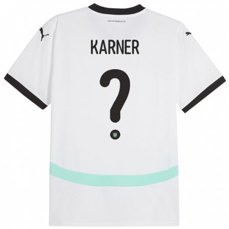 Kandiny Παιδικά Αυστρία Jan Karner #0 Άσπρο Εκτός Φανέλα 24-26 T-Shirt