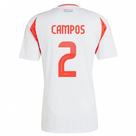 Kandiny Ανδρικά Χιλή Víctor Campos #2 Άσπρο Εκτός Φανέλα 24-26 T-Shirt